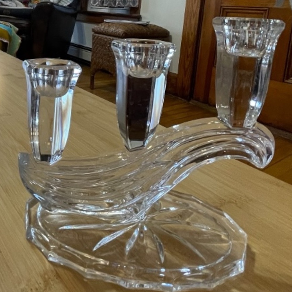 Buder Bleikristall Candelabras, set of 2, graceful 3 arm wave, crystal, vintage - Picture 5 of 5